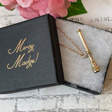 Lade das Bild in den Galerie-Viewer, Antique Victorian 9ct Gold Amethyst Toothpick Pendant. Solid Gold Engraved Fancy Toothpick Necklace Pendant. Retractable 9ct Gold Toothpick