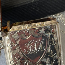 Cargar imagen en el visor de la galería, Edwardian Sterling Silver Lady's Engraved Vesta Case With Chain, Chester 1906. Antique Sterling Silver Chatelaine Pendant/Locket Necklace