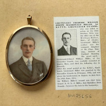 Carica l'immagine nel visualizzatore di Gallery, Antique 9ct Gold British Portrait Miniature Pendant. Alexander Bassano WW1 Hand Painted Portrait Of Lt. Macdonald Miller In Leather Case