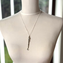 Charger l'image dans la galerie, Antique Edwardian Sterling Silver Hook Pendant & Long Chain. Edwardian/Art Nouveau Glove Button Hook Chatelaine Pendant, Hallmarked 1909