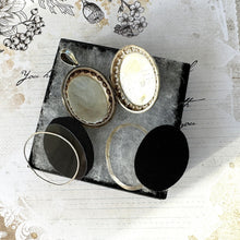 Cargar imagen en el visor de la galería, Antique Victorian Sterling Silver Locket Pendant. Aesthetic Engraved Ivy & Stars Medium Size Oval Locket. Victorian Love Token Locket