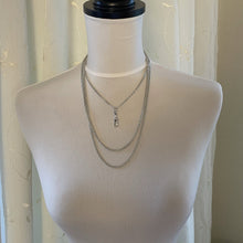 Cargar imagen en el visor de la galería, Victorian Silver 60” Long Guard Chain Necklace. Antique Curb Link Wheat Chain Sautoir Necklace. Sterling Silver Muff/Pocket Watch Chain