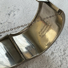 Cargar imagen en el visor de la galería, Victorian Engraved Forget-Me-Not Silver Cuff Bracelet. Antique Aesthetic Floral Wide Bangle. Scottish Sterling Silver Sweetheart Bracelet