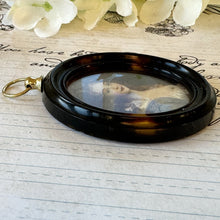 Lade das Bild in den Galerie-Viewer, Antique Georgian British Portrait Miniature Pendant, Lady Georgiana Duchess of Devonshire. Faux Tortoiseshell Picture Locket Pendant c1780
