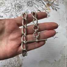 Load image into Gallery viewer, Victorian Heavy Duty Sterling Silver Silver Albert Pocket Watch Chain. Antique Large Loose Curb Link Statement Watch Chain, Hallmarked 1890
