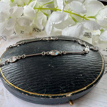 Cargar imagen en el visor de la galería, Antique Art Deco Rock Crystal Quartz Silver Necklace. Sterling Silver Y- Drop Gemset Chain Necklace. Vintage Art Deco Collar/Choker Necklace