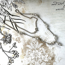 Cargar imagen en el visor de la galería, Antique Art Deco Rock Crystal Quartz Silver Necklace. Sterling Silver Y- Drop Gemset Chain Necklace. Vintage Art Deco Collar/Choker Necklace