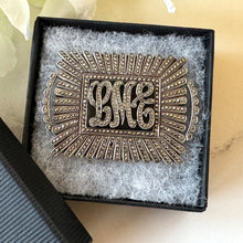 Load image into Gallery viewer, Antique Art Deco Sterling Silver Marcasite & Onyx Monogram Brooch
