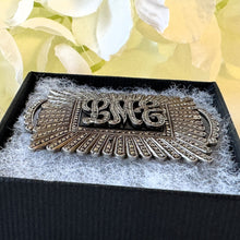 Load image into Gallery viewer, Antique Art Deco Sterling Silver Marcasite & Onyx Monogram Brooch