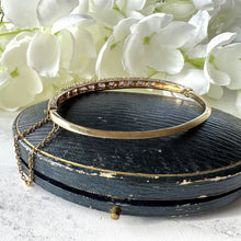 Cargar imagen en el visor de la galería, Vintage 9ct Gold, Diamond & Lavender Amethyst Bangle Bracelet. Victorian Revival Pale Purple Amethyst Engraved Yellow Gold Bangle.