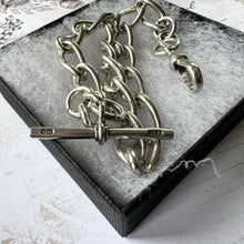 Cargar imagen en el visor de la galería, Victorian Heavy Duty Sterling Silver Silver Albert Pocket Watch Chain. Antique Large Loose Curb Link Statement Watch Chain, Hallmarked 1890