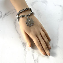 Cargar imagen en el visor de la galería, Superb Victorian 1883 Chunky Silver Albert Watch Chain With Maltese Cross Fob. Thick Sterling Silver Anchor/Navy Link Pocket Watch Chain