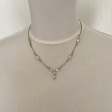 Cargar imagen en el visor de la galería, Antique Art Deco Rock Crystal Quartz Silver Necklace. Sterling Silver Y- Drop Gemset Chain Necklace. Vintage Art Deco Collar/Choker Necklace