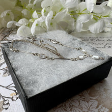 Cargar imagen en el visor de la galería, Antique Art Deco Rock Crystal Quartz Silver Necklace. Sterling Silver Y- Drop Gemset Chain Necklace. Vintage Art Deco Collar/Choker Necklace