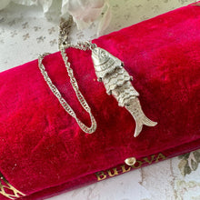 Cargar imagen en el visor de la galería, Vintage Silver Articulated Fish Pendant Necklace. Sterling Silver Novelty Fish Pendant & Chain. Chinese Koi Carp Good Luck Amulet Pendant