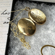 Cargar imagen en el visor de la galería, Antique Victorian Aesthetic 9ct Gold Engraved Swallow Locket Necklace. Small Oval Rose Gold Love Token Locket Pendant, Optional Chain.