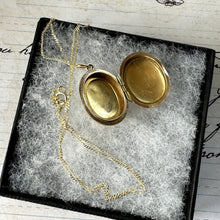 Cargar imagen en el visor de la galería, Antique Victorian Aesthetic 9ct Gold Engraved Swallow Locket Necklace. Small Oval Rose Gold Love Token Locket Pendant, Optional Chain.