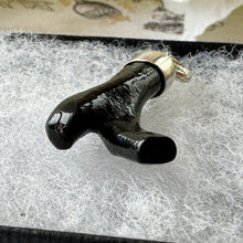 Lade das Bild in den Galerie-Viewer, Antique Victorian Coral Pendant Charm. Sterling Silver Black Coral Branch Pendant Fob. Victorian Novelty Pendant. Antique Watch Chain Fob.
