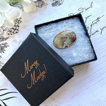 Cargar imagen en el visor de la galería, Victorian Sterling Silver Scottish Agate Brooch. Small Dendritic Quartz Scottish Pebble Lapel/Cravat Pin. Oval Moss Agate Victorian Brooch