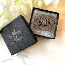 Load image into Gallery viewer, Antique Art Deco Sterling Silver Marcasite & Onyx Monogram Brooch