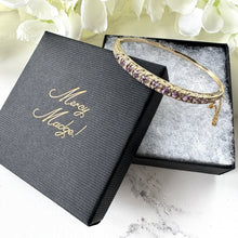 Cargar imagen en el visor de la galería, Vintage 9ct Gold, Diamond & Lavender Amethyst Bangle Bracelet. Victorian Revival Pale Purple Amethyst Engraved Yellow Gold Bangle.