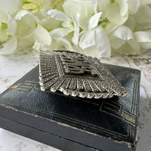 Load image into Gallery viewer, Antique Art Deco Sterling Silver Marcasite & Onyx Monogram Brooch
