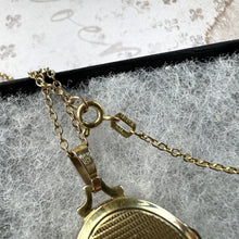 Cargar imagen en el visor de la galería, Vintage 14ct Rolled Gold Ruby Crystal Engraved Rose Locket On Original Chain. Edwardian Style Pendant Necklace. Kordes Lichtenfels, Germany