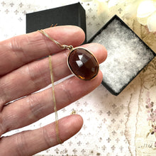 Cargar imagen en el visor de la galería, Antique Victorian 15ct Gold Scottish Citrine Pendant. 20.60ct Oval Cut Golden Brown Citrine Solitaire Pendant. Scottish Cairngorm Pendant