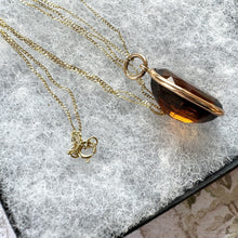 Cargar imagen en el visor de la galería, Antique Victorian 15ct Gold Scottish Citrine Pendant. 20.60ct Oval Cut Golden Brown Citrine Solitaire Pendant. Scottish Cairngorm Pendant