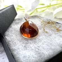 Cargar imagen en el visor de la galería, Antique Victorian 15ct Gold Scottish Citrine Pendant. 20.60ct Oval Cut Golden Brown Citrine Solitaire Pendant. Scottish Cairngorm Pendant