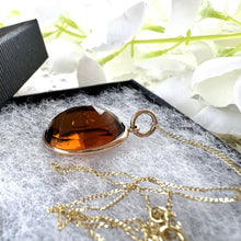 Cargar imagen en el visor de la galería, Antique Victorian 15ct Gold Scottish Citrine Pendant. 20.60ct Oval Cut Golden Brown Citrine Solitaire Pendant. Scottish Cairngorm Pendant