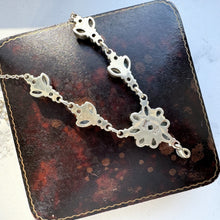 Cargar imagen en el visor de la galería, Vintage Indian Moonstone Sterling Silver Necklace. Art Nouveau Style Natural Moonstone Lavalier Pendant Necklace. Blue Moonstone Necklace