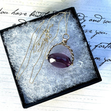 Charger l'image dans la galerie, Victorian 9ct Gold Amethyst Glass Spinner Fob Pendant. Antique 3-Sided Gold Spinner Pendant With Optional Chain. Dainty Gold Charm Pendant