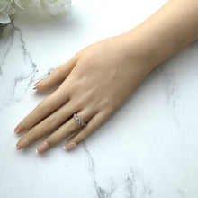 Cargar imagen en el visor de la galería, Antique White Zircon 9ct Gold Half Hoop Ring