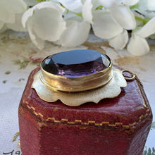 Cargar imagen en el visor de la galería, Vintage 9ct Gold 19.50ct Amethyst Solitaire Pendant. Art Nouveau Style Yellow Gold Deep Purple Amethyst Pendant With Optional Gold Chain