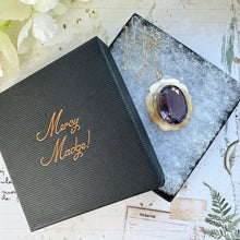 Cargar imagen en el visor de la galería, Vintage 9ct Gold 19.50ct Amethyst Solitaire Pendant. Art Nouveau Style Yellow Gold Deep Purple Amethyst Pendant With Optional Gold Chain