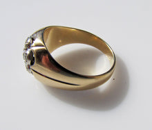 Cargar imagen en el visor de la galería, Mens Vintage 14ct Gold & Diamond Cluster Gypsy Ring - MercyMadge