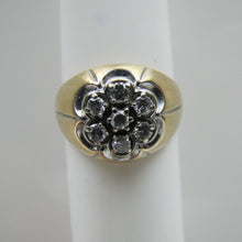 Cargar imagen en el visor de la galería, Mens Vintage 14ct Gold & Diamond Cluster Gypsy Ring - MercyMadge