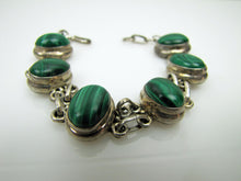 Charger l'image dans la galerie, Vintage Silver Malachite Bracelet, Taxco, Mexico. - MercyMadge