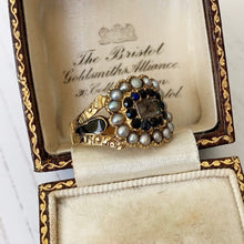 Charger l'image dans la galerie, Victorian Sapphire & Pearl 18ct Gold Mourning Ring, 1851