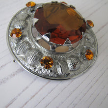 Cargar imagen en el visor de la galería, Massive Scottish Citrine & Thistle Celtic Brooch. - MercyMadge