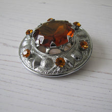 Cargar imagen en el visor de la galería, Massive Scottish Citrine & Thistle Celtic Brooch. - MercyMadge