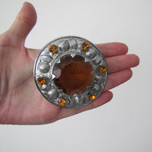 Cargar imagen en el visor de la galería, Massive Scottish Citrine & Thistle Celtic Brooch. - MercyMadge