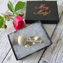 Charger l'image dans la galerie, Antique Victorian Scottish Silver Thistle Boutonniere Brooch, Lewis & Alexander 1885 - MercyMadge