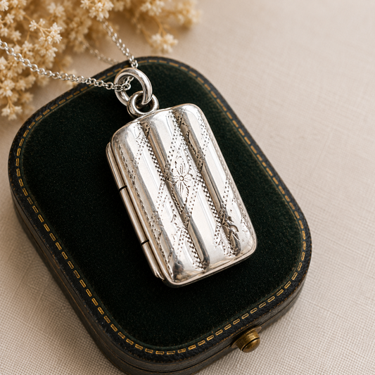 Rare Georgian Silver Miniature Cigar Box Vinaigrette Pendant
