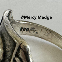 Cargar imagen en el visor de la galería, Vintage Nazi SS Totenkopf Silver Skull Ring, 1940s DRGM Germany
