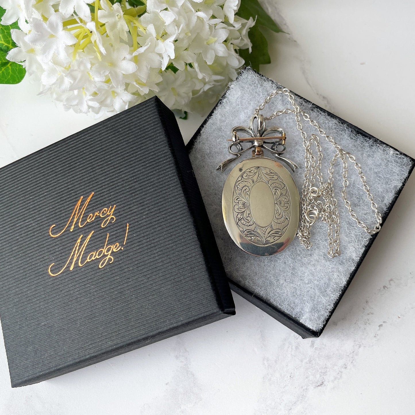 Antique Silver & 9ct Gold French Paste Sévigné Bow Locket
