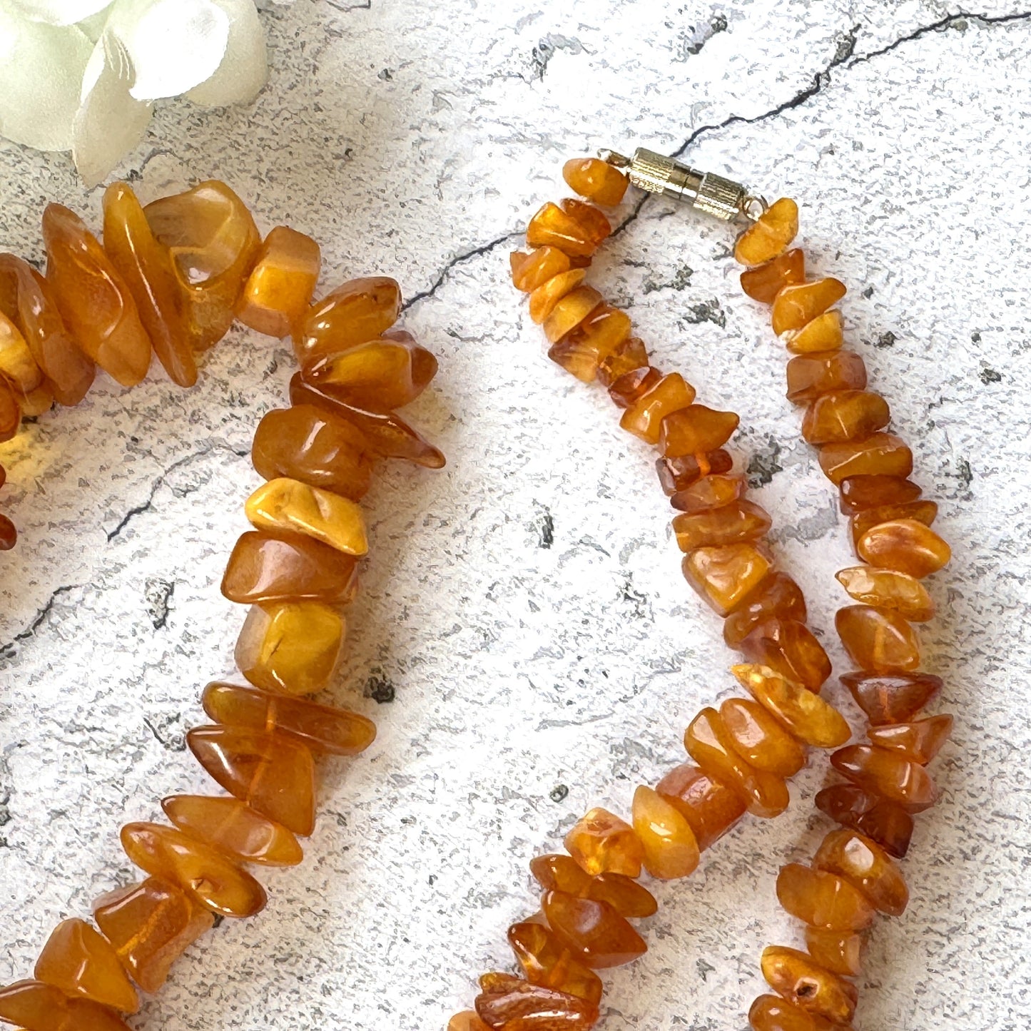 Vintage Natural Butterscotch Baltic Amber Nugget 27" Long Necklace With Barrel Clasp