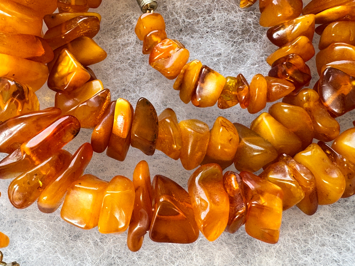 Vintage Natural Butterscotch Baltic Amber Nugget 27" Long Necklace With Barrel Clasp