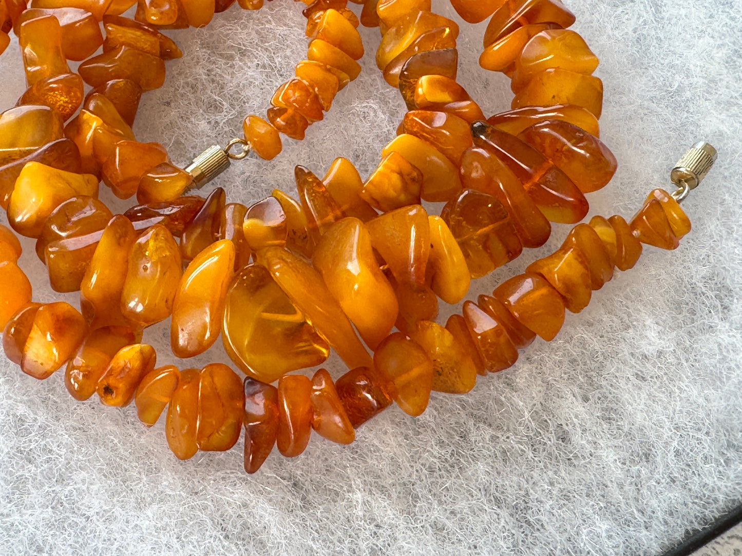 Vintage Natural Butterscotch Baltic Amber Nugget 27" Long Necklace With Barrel Clasp